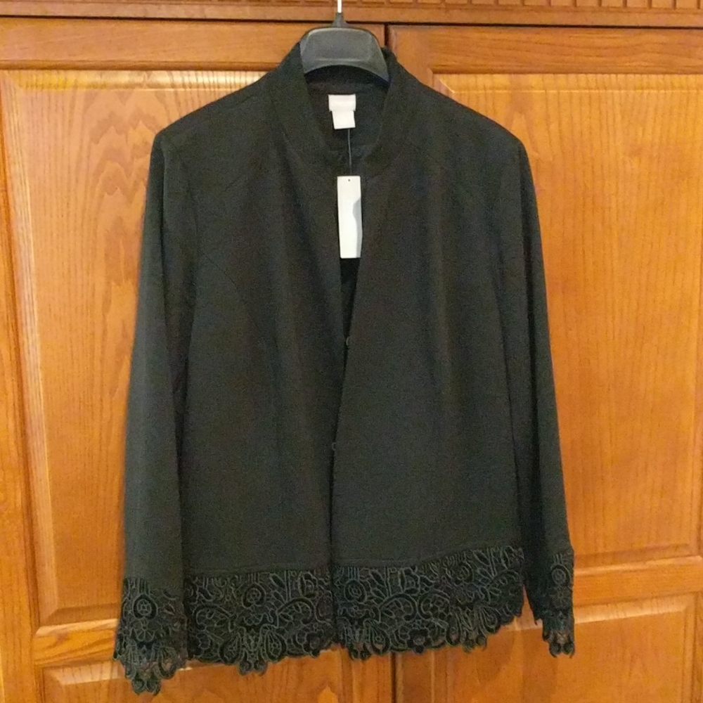 Women's beautiful black jacket with lace detail
